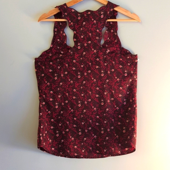 JACOB Size Small Wine Scalloped Neckline Racer Back Cami Blouse - Picture 4 of 4